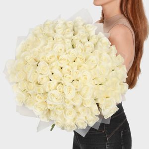 100 White Roses - Wow! Flowers