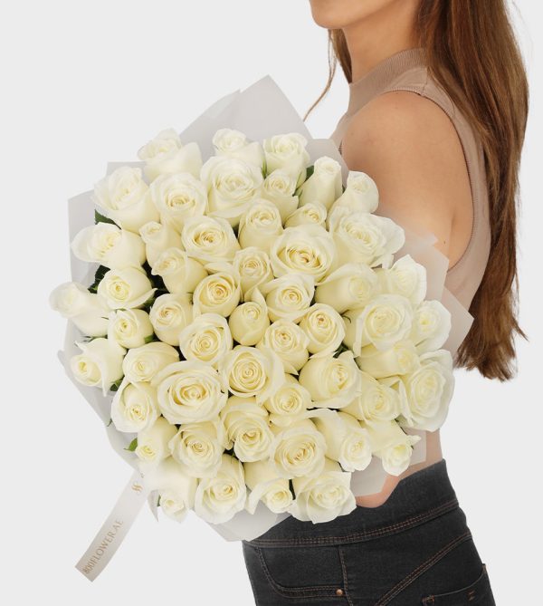 50 White Roses - Wow! Flowers