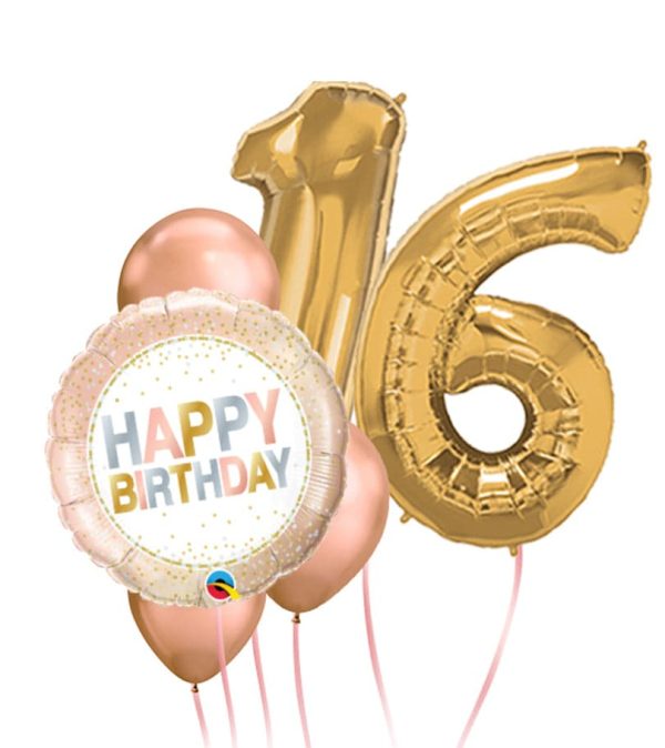 Any Number Happy Birthday Metallic Dots Balloon Package - Original Balloons