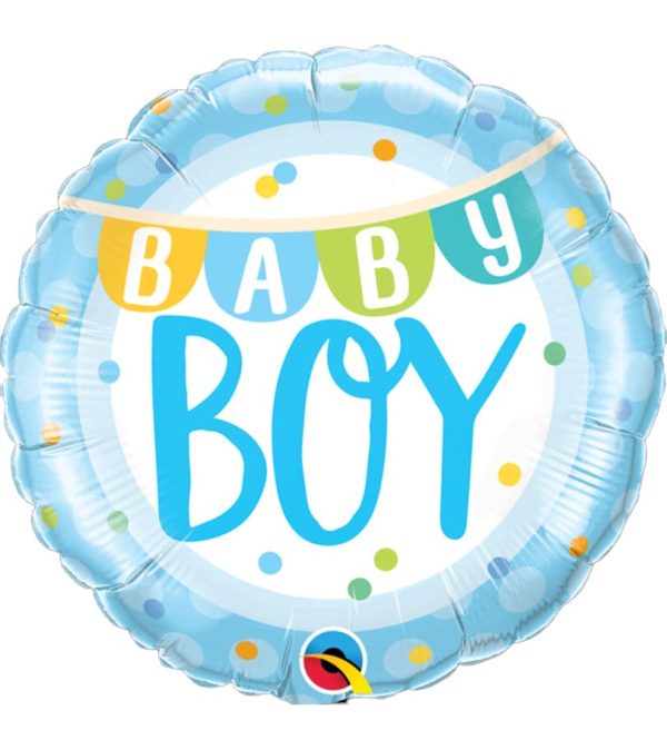 Baby Boy Banner & Dots Foil Balloon - Original Balloons