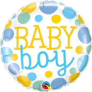 Baby Boy Dots Round Foil Balloon - Original Balloons