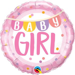 Baby Girl Banner & Dots Foil Balloon - Original Balloons