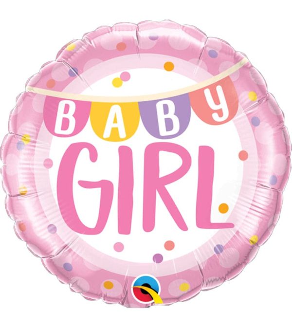 Baby Girl Banner & Dots Foil Balloon - Original Balloons