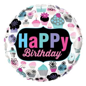 Birthday Cupcakes Emblem Foil Balloon - Original Balloons