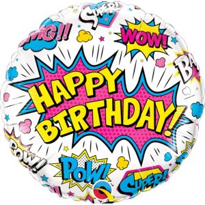 Birthday Super Hero White Foil Balloon - Original Balloons