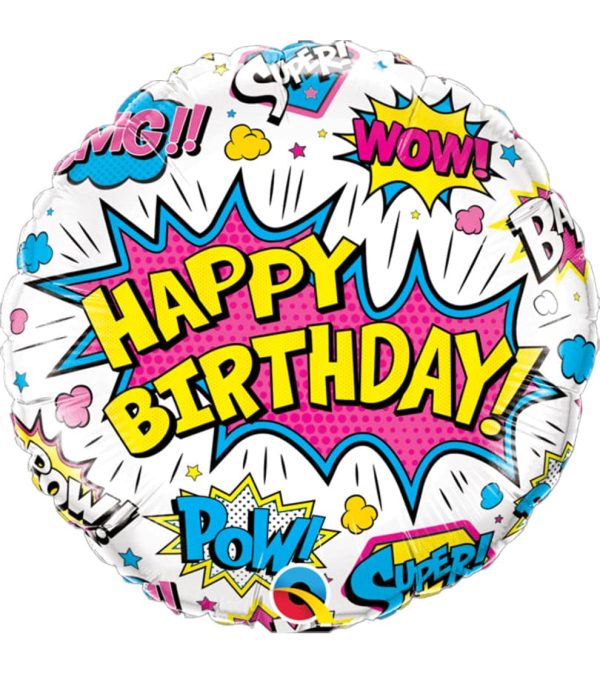 Birthday Super Hero White Foil Balloon - Original Balloons