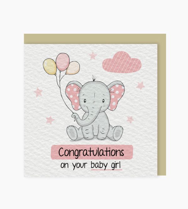 Congratulations On Your Baby Girl Premium Card - Original Greeting & Note Cards