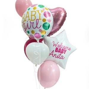 Custom Baby Girl Name Balloon Bouquet - Original Balloons