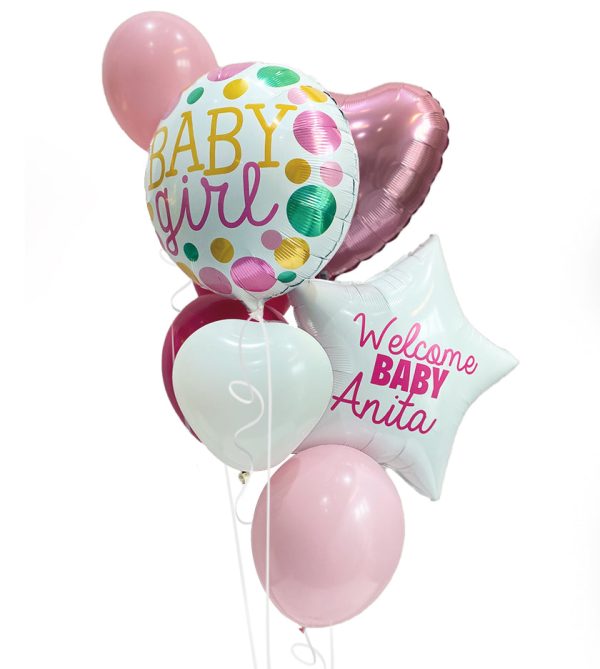 Custom Baby Girl Name Balloon Bouquet - Original Balloons