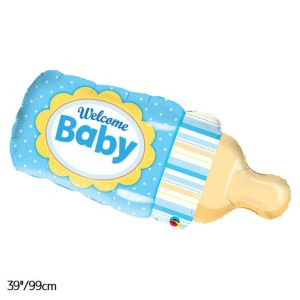 Giant Welcome Baby Bottle Blue Foil Balloon - Original Balloons