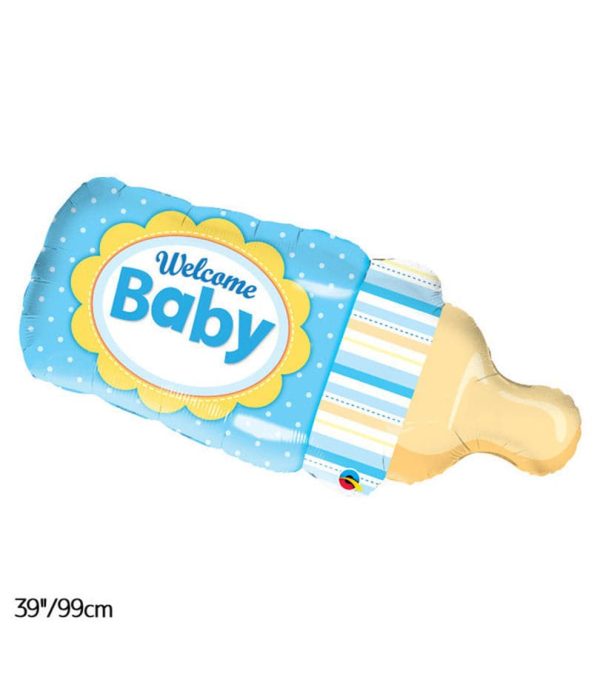 Giant Welcome Baby Bottle Blue Foil Balloon - Original Balloons