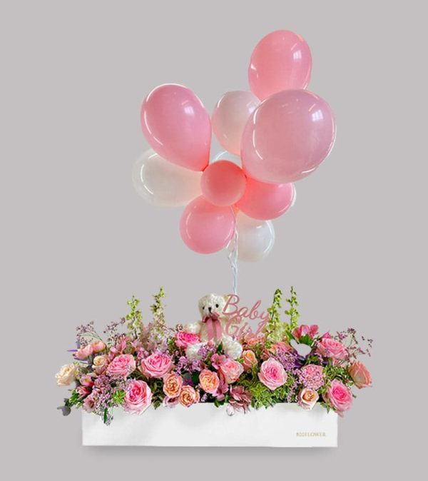 Graceful Purity - Baby Girl Flower Box Package - Original Flowers