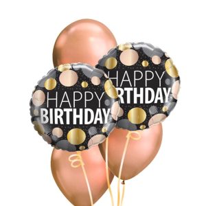 Happy Birthday Big Metallic Dots Balloon Bouquet - Original Balloons