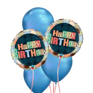 Happy Birthday Chrome Balloon Package - Blue - Original Balloons