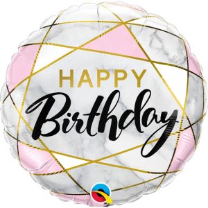 Happy Birthday Marble Rectangles Foil Balloon - Original Balloons