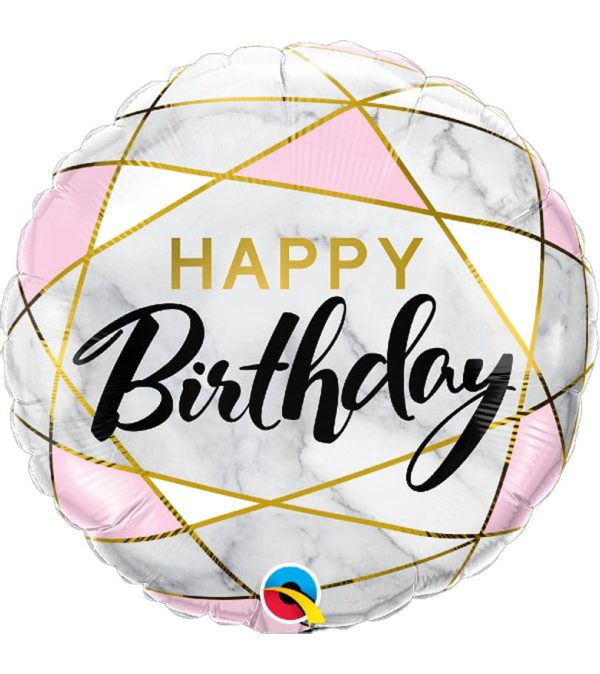 Happy Birthday Marble Rectangles Foil Balloon - Original Balloons