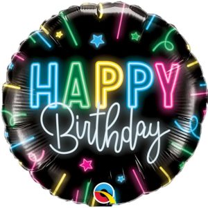 Happy Birthday Neon Glow Foil Balloon - Original Balloons