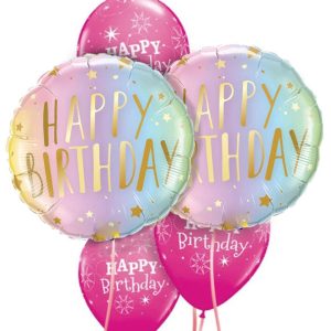 Happy Birthday Pastel Metallic Writing Balloon Package - Original Balloons