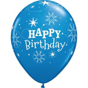 Happy Birthday Rubber Balloon Blue 2 - Original Balloons