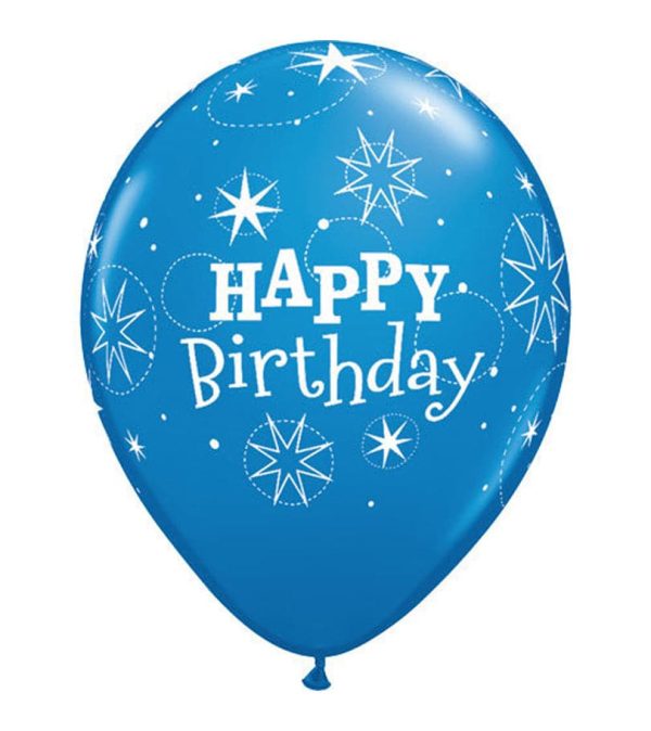 Happy Birthday Rubber Balloon Blue 2 - Original Balloons