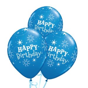 Happy Birthday Rubber Balloon Bunch - Dark Blue - Original Balloons