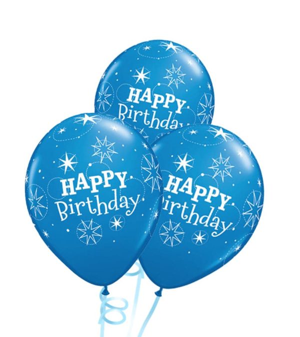 Happy Birthday Rubber Balloon Bunch - Dark Blue - Original Balloons