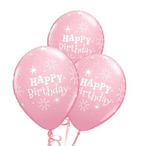 Happy Birthday Rubber Balloon Bunch - Light Pink - Original Balloons