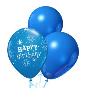 Happy Birthday Rubber Balloon Bunch - Mix Dark Blue - Original Balloons