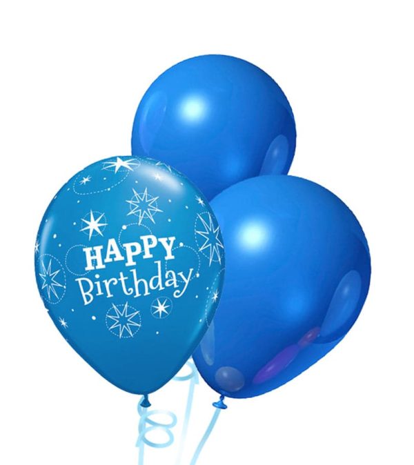 Happy Birthday Rubber Balloon Bunch - Mix Dark Blue - Original Balloons