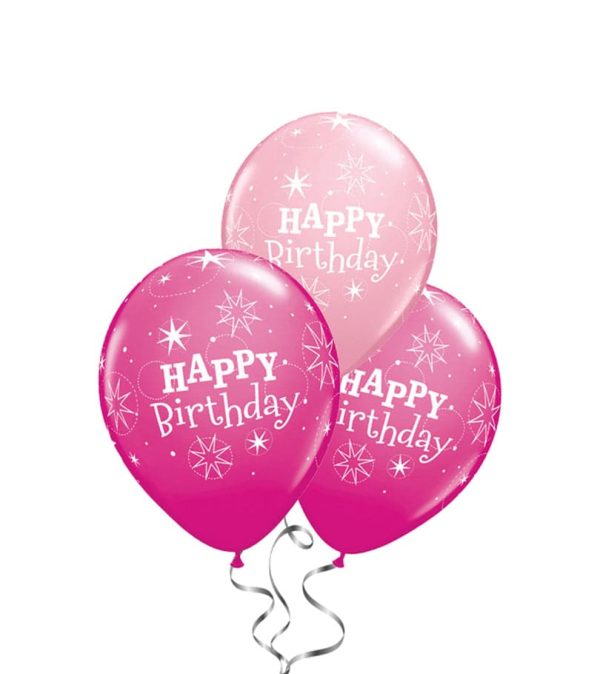 Happy Birthday Rubber Balloon Bunch - Mix Pink - Original Balloons