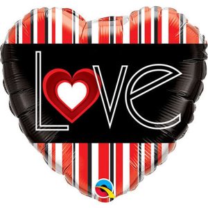 LOVE Red Stripes Foil Balloon - Original Balloons