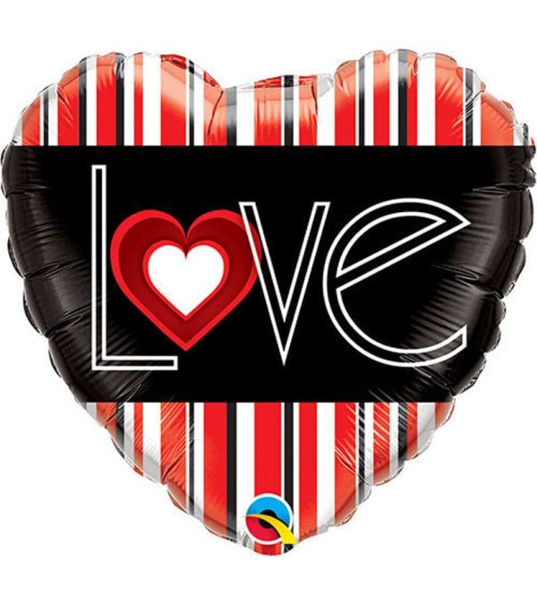 LOVE Red Stripes Foil Balloon - Original Balloons