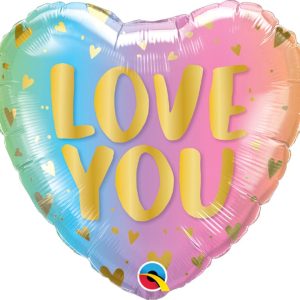 Love You Pastel Ombre & Hearts Foil Balloon - Original Balloons