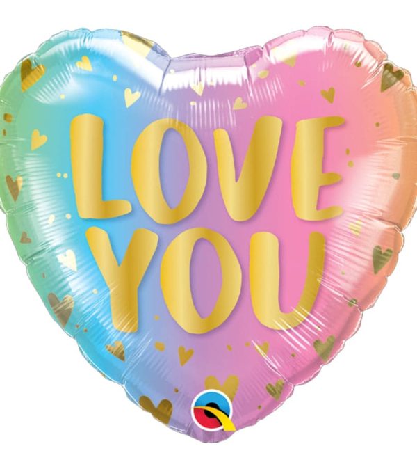 Love You Pastel Ombre & Hearts Foil Balloon - Original Balloons