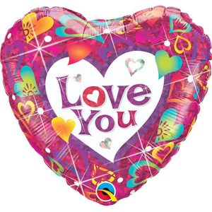 Love You Vibrant Hearts Foil Balloon - Original Balloons