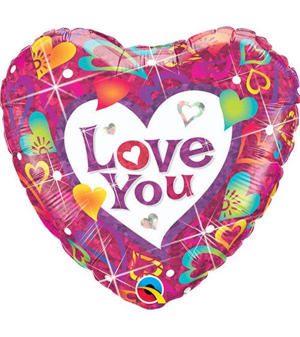 Love You Vibrant Hearts Foil Balloon - Original Balloons