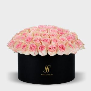 Pink Rose Large Round Box - Black Uncategorized