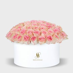 Pink Rose Large Round Box - White Uncategorized