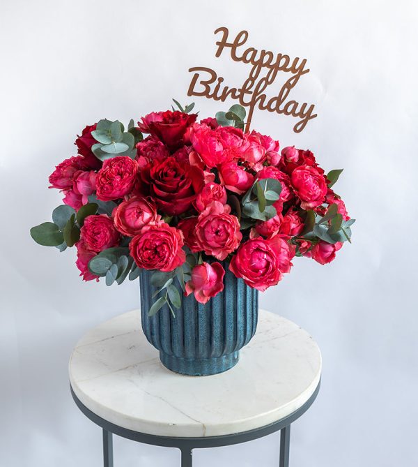 Raspberry Birthday Vase - Signature Flowers