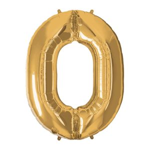 Super Shape Number 0 Gold Foil Balloon - Original Balloons