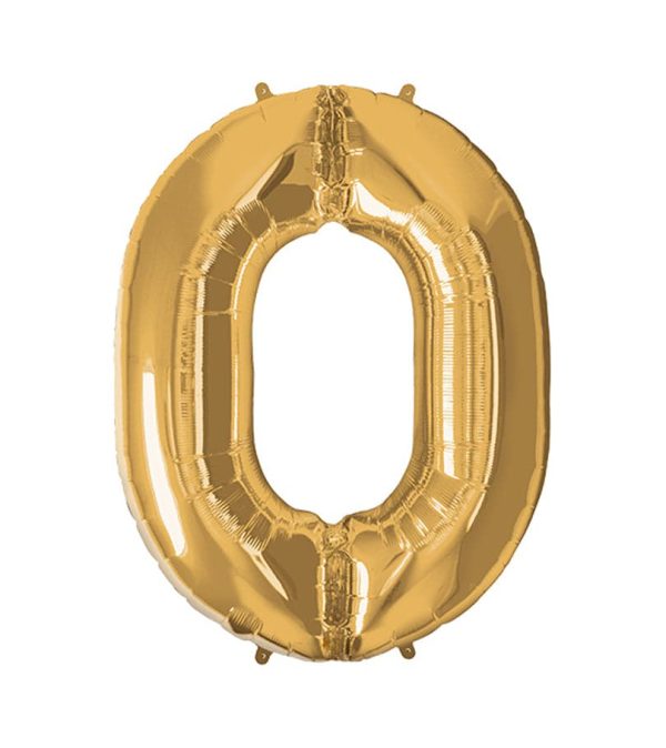 Super Shape Number 0 Gold Foil Balloon - Original Balloons