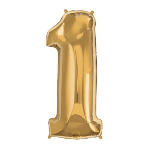 Super Shape Number 1 Gold Foil Balloon - Original Balloons