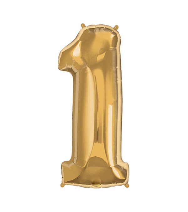 Super Shape Number 1 Gold Foil Balloon - Original Balloons