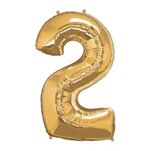 Super Shape Number 2 Gold Foil Balloon - Original Balloons