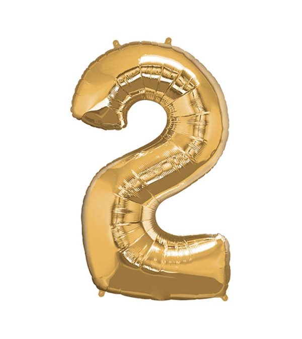 Super Shape Number 2 Gold Foil Balloon - Original Balloons