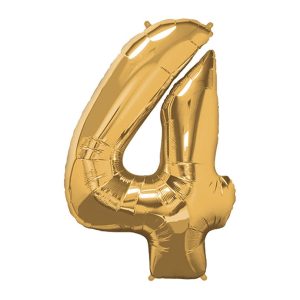 Super Shape Number 4 Gold Foil Balloon - Original Balloons