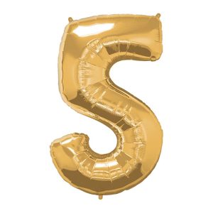 Super Shape Number 5 Gold Foil Balloon - Original Balloons