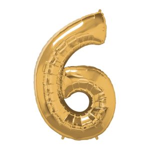 Super Shape Number 6 Gold Foil Balloon - Original Balloons