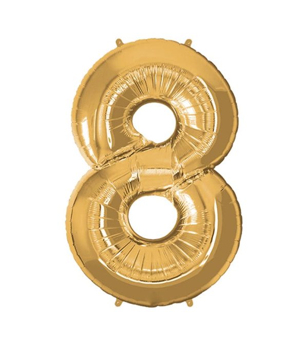 Super Shape Number 8 Gold Foil Balloon - Original Balloons