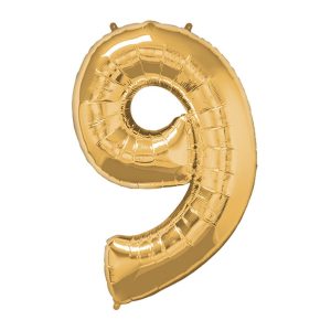 Super Shape Number 9 Gold Foil Balloon - Original Balloons